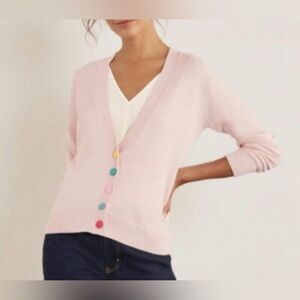 Boden Cotton Blend Allendale Button Cardigan in Milkshake